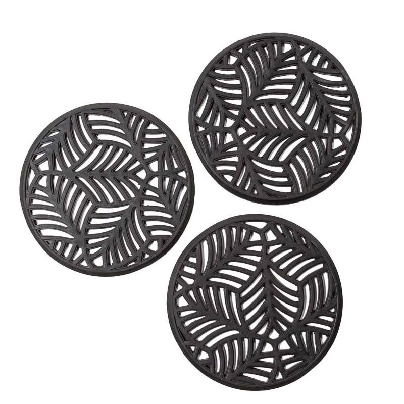 Recycled Rubber Garden Stepping Mats, Set of 3 - Leaf